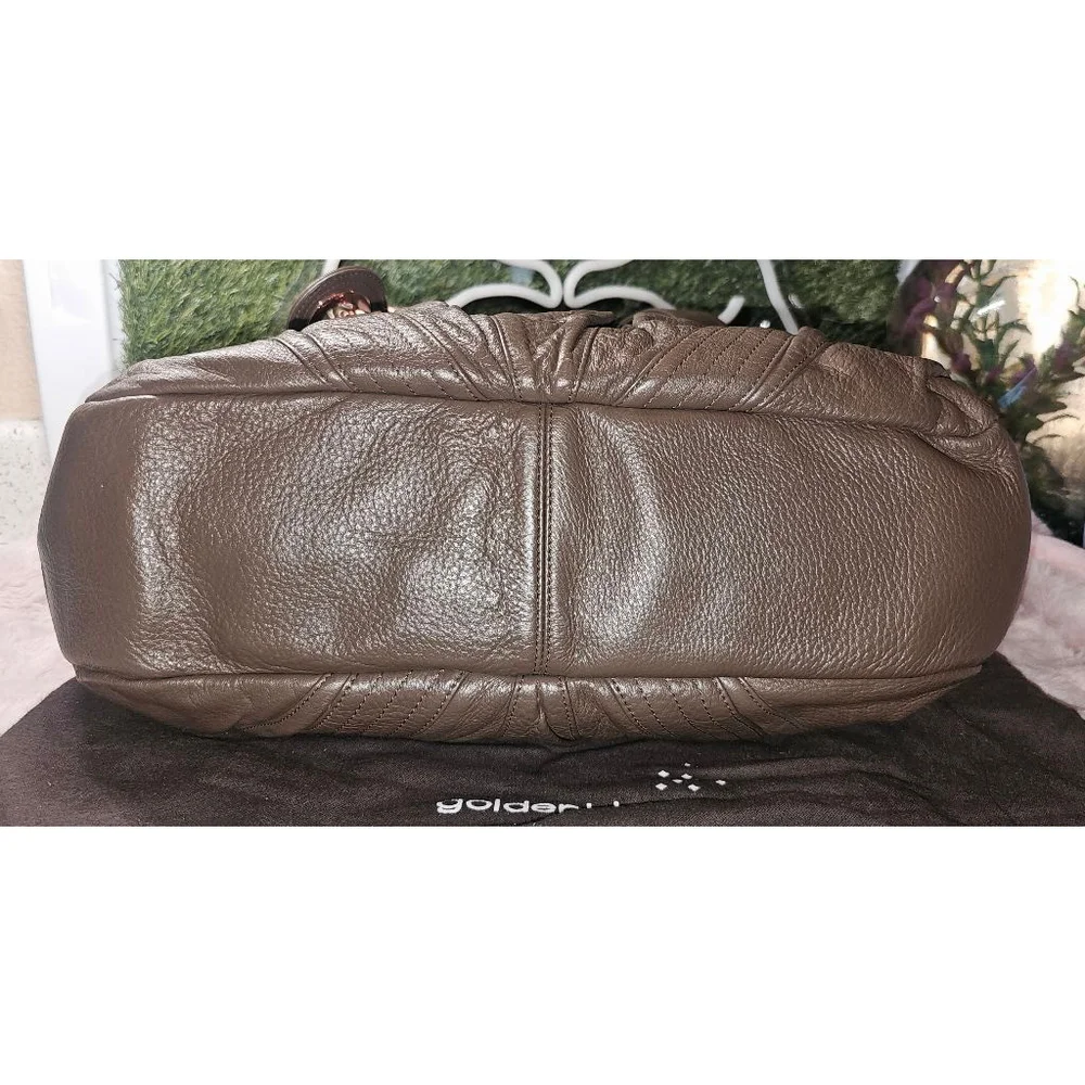 EUC Goldenbleu Jordan Chocolate Pebbled Leather Satchel with Rosegold hardware